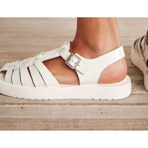 Free People Finn Fisherman Platform Italian Leather Sandals in White Size EU 39